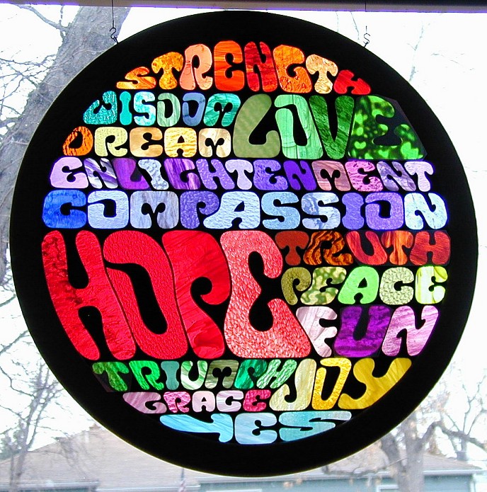 words of affirmation stained glass