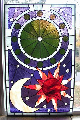 astrology chart stained glass