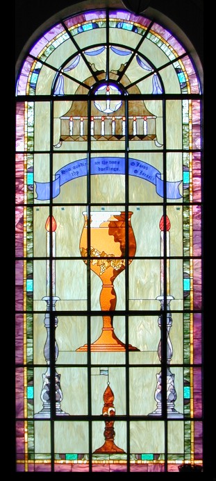 stained glass church window - chalice