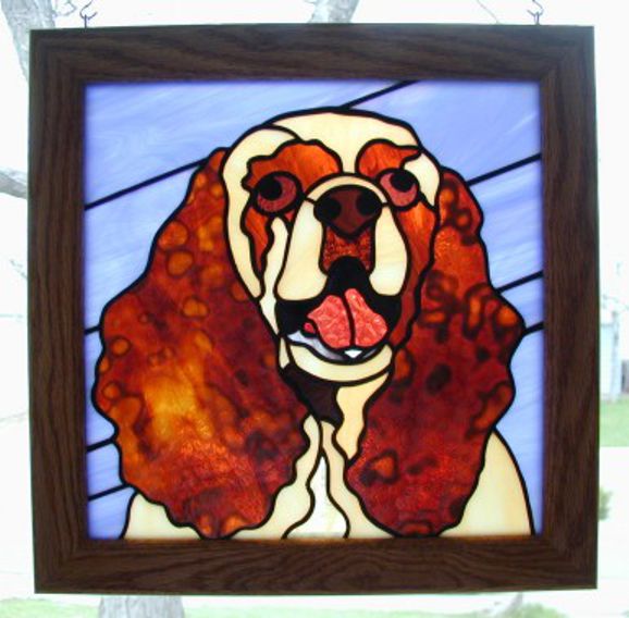 dog portrait in stained glass