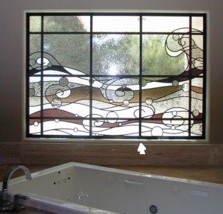 master bathroom stained glass