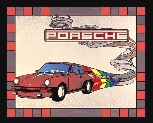 stained glass porsche,automobile art,your car in stained glass,automobile stained glass