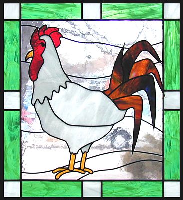 rooster stained glass