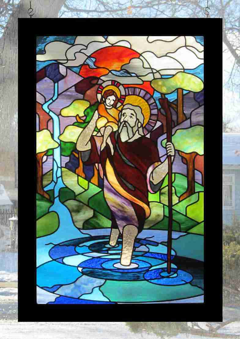 saint christopher stained glass