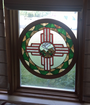 southwest landscape in stained glass