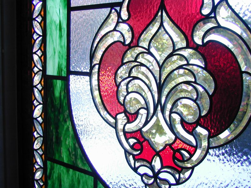 stained glass with bevels detail 1