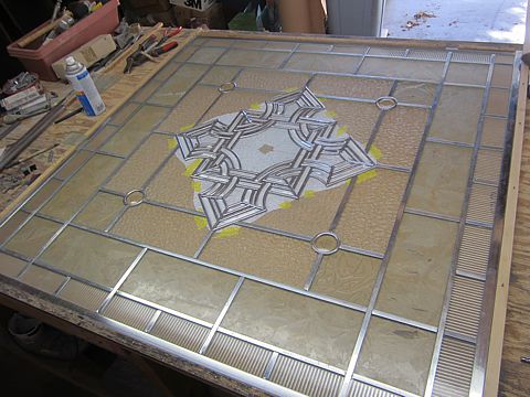 all zinc beveled glass panel