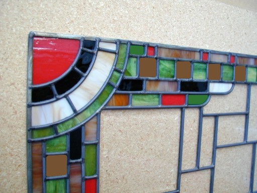 art deco cabinets stained glass detail