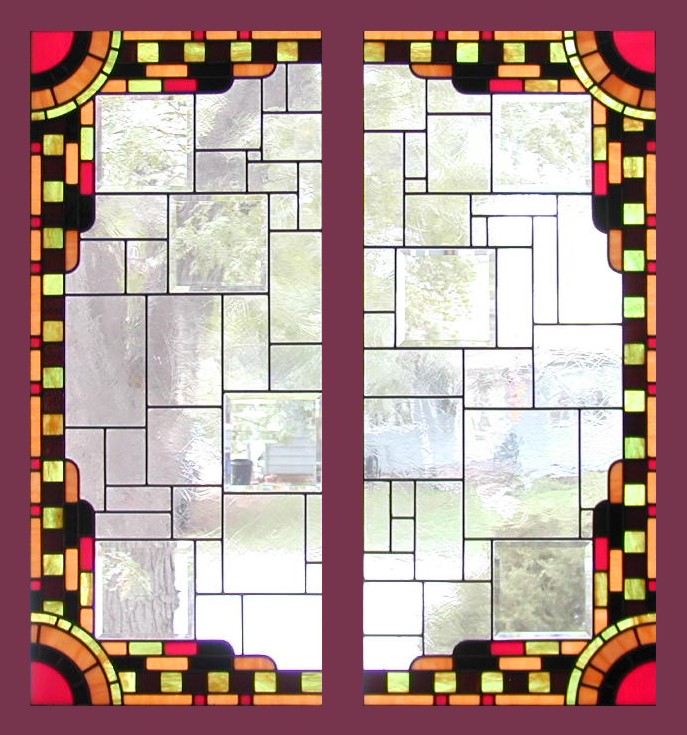 art deco cabinets stained glass
