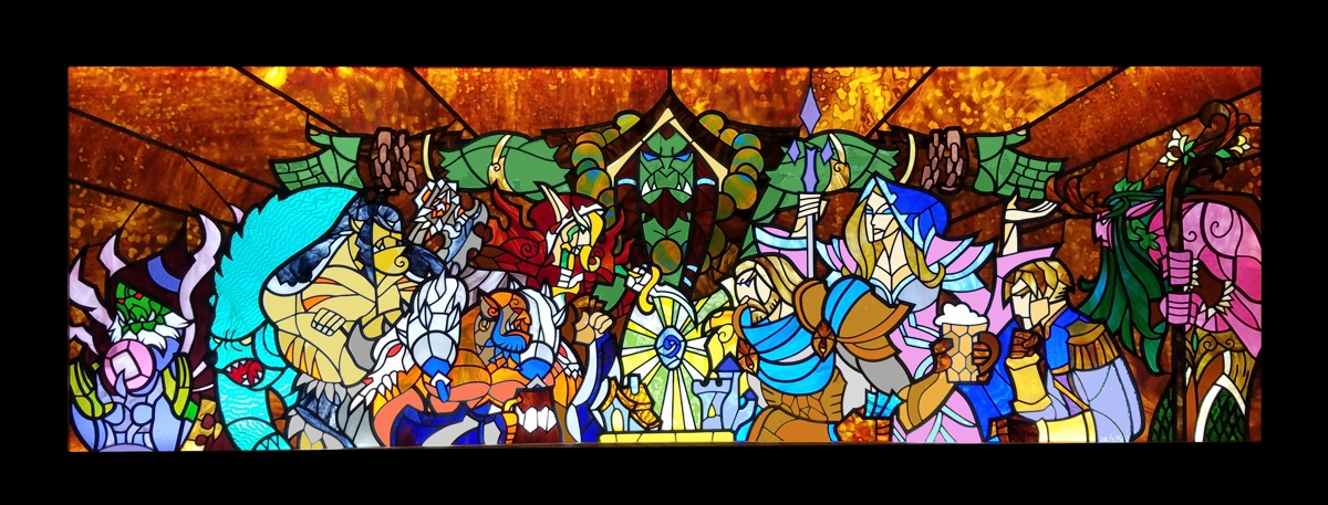 hearthstone stained glass for blizzard entertainment,blizzard art,blizzard artwork,blizzard stained glass