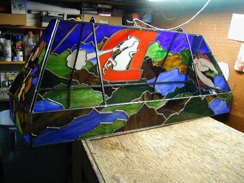 broncos stained glass lampshade detail 03