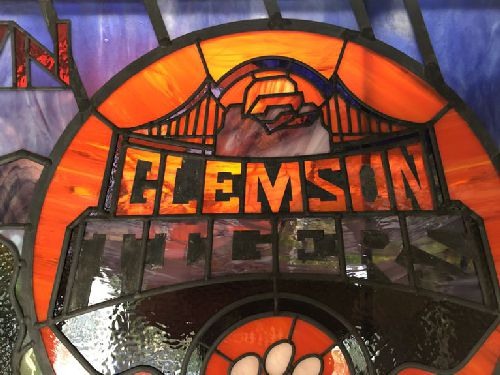 Clemson stained glass lampshade detail 02