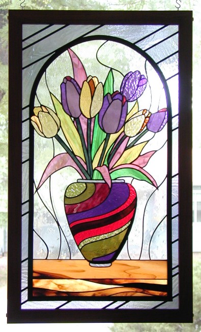 tulips stained glass